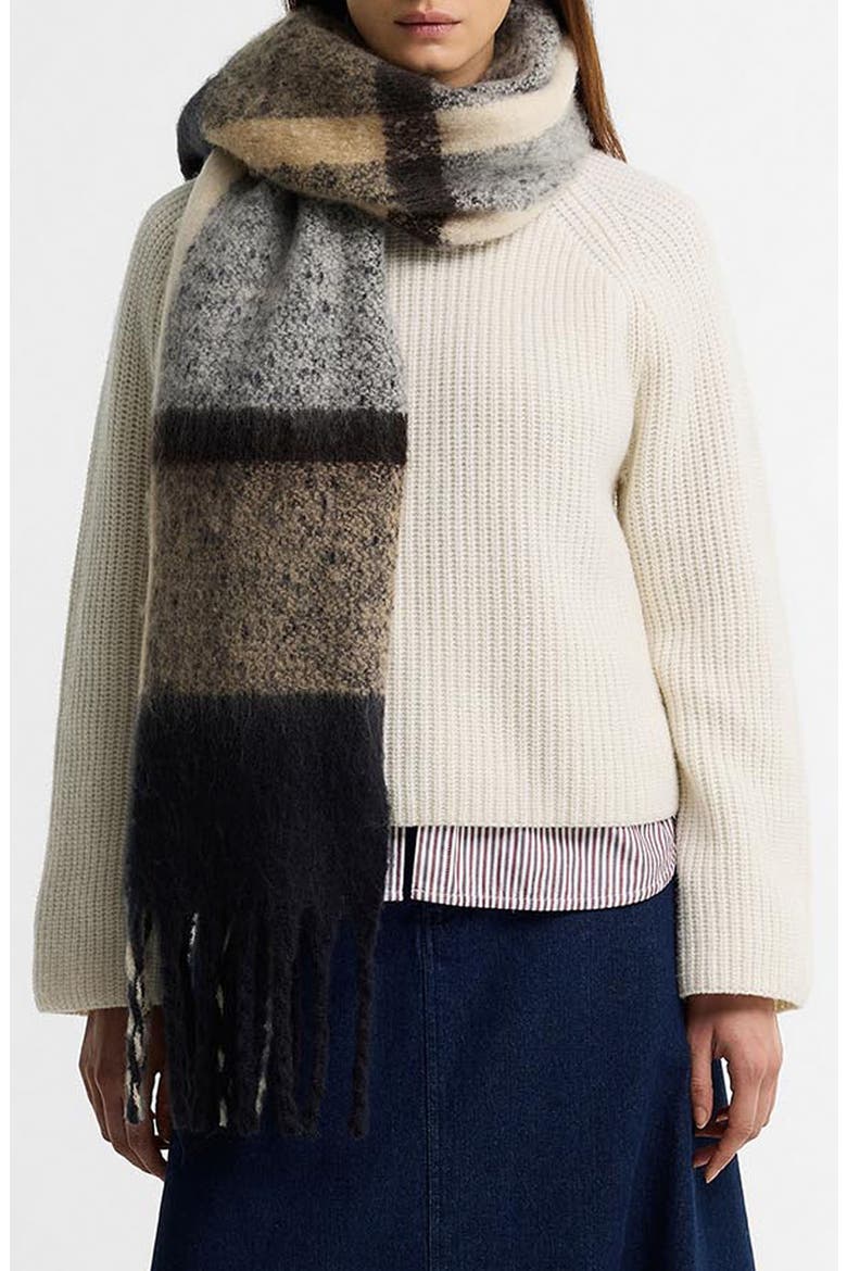 Isla Tartan Bouclé Scarf, Main, color, BIRCHWOOD DRESS TARTAN