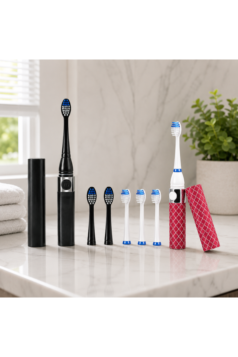 Black & Pink Portable Sonic Toothbrush Set, Alternate, color, Multicolor