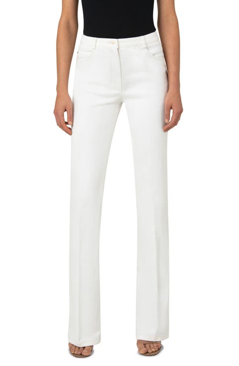 Faye Pintucked Bootcut Stretch Denim Jeans