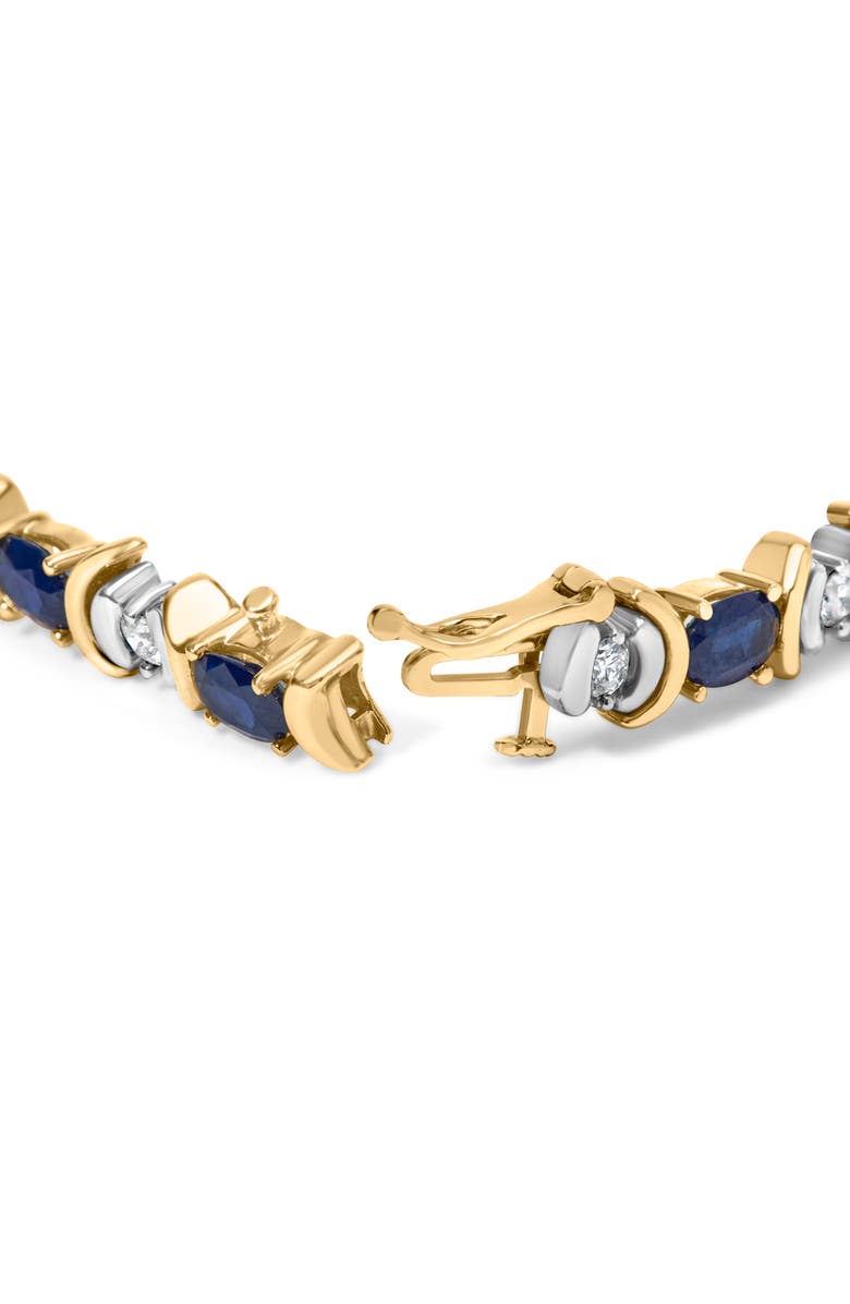 Haus of Brilliance 14K Gold 1.0 Ct Diamond & 6 1/2 Cttw Sapphire Link Bracelet, Alternate, color, Yellow