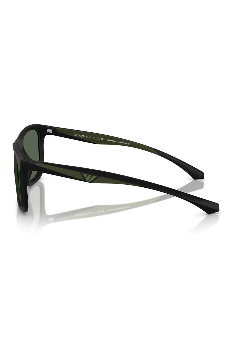 57mm Square Sunglasses, Alternate, color, MATTE BLACK / DARK GREEN