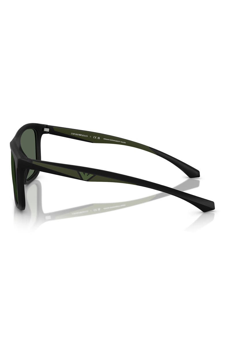 Emporio Armani 57mm Square Sunglasses, Alternate, color, Matte Black / Dark Green