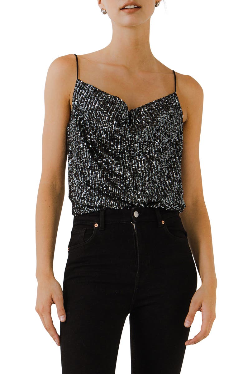 Endless Rose Sequins Cowl Neck Camisole, Alternate, color, 