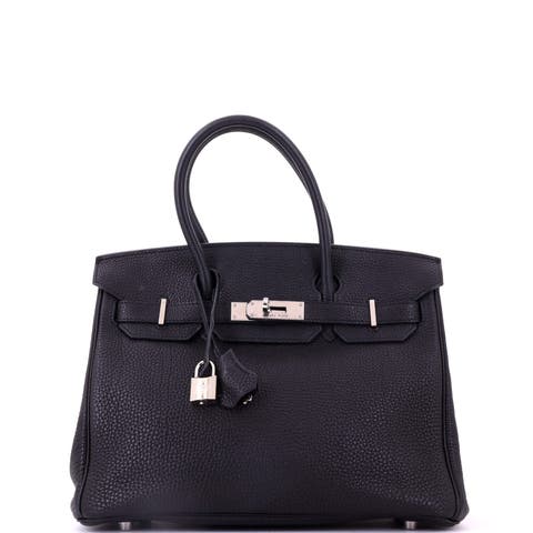 Birkin Handbag Black Togo with Palladium Hardware 30