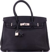 Pre-Owned Hermes Birkin Handbag Black Togo with Palladium Hardware 30