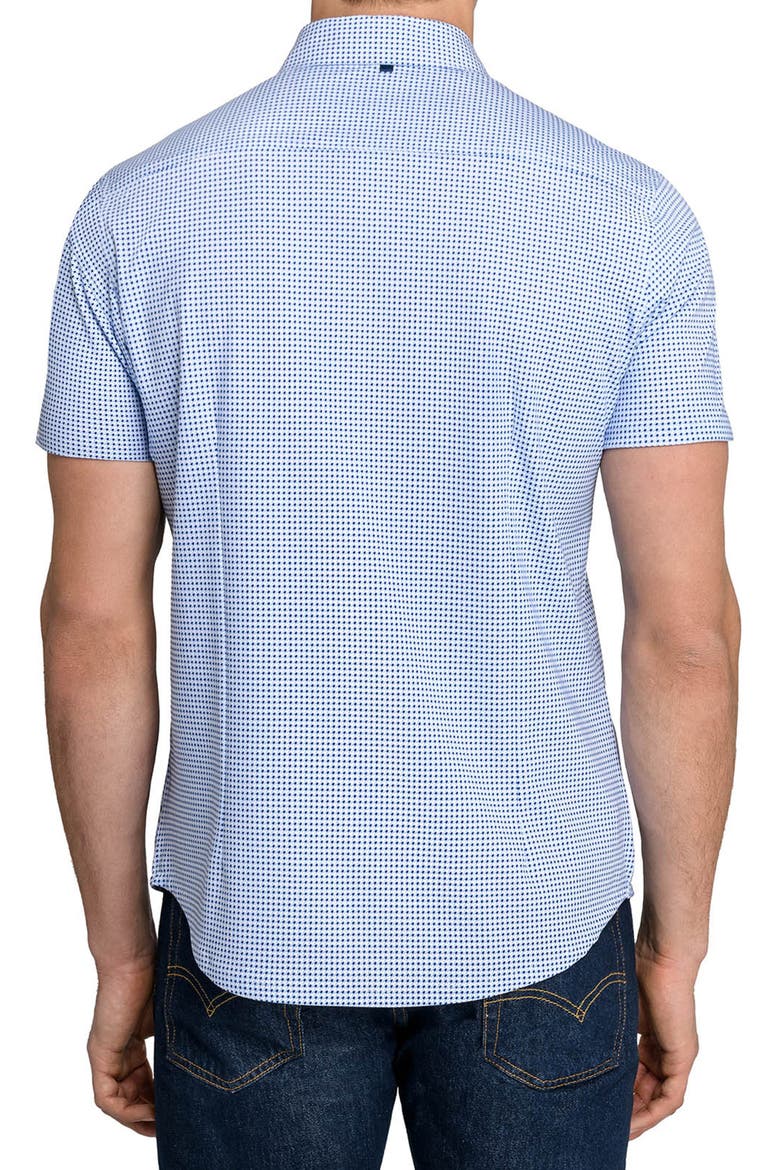 Slim Fit Houndstooth Reworked Short Sleeve Button-Down Shirt, Alternate, color, BLUE