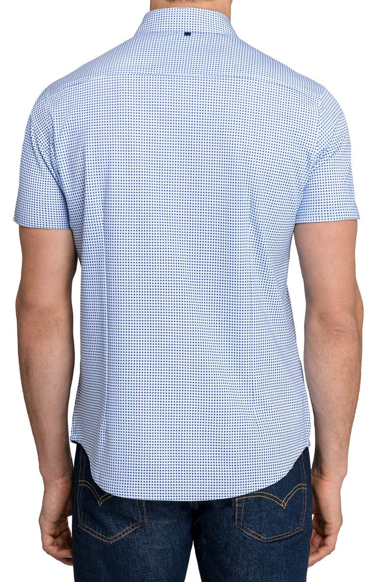 W.R.K Slim Fit Houndstooth Reworked Short Sleeve Button-Down Shirt, Alternate, color, Blue