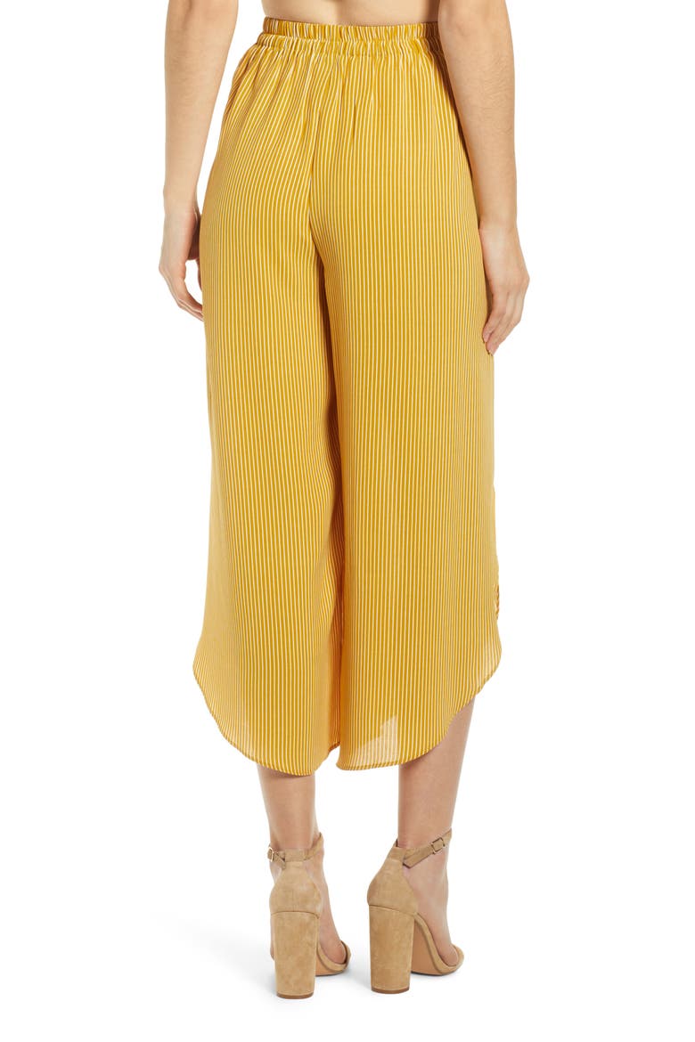 Tie Front Layered Wide Leg Pants, Alternate, color, MUSTARD STRIPE