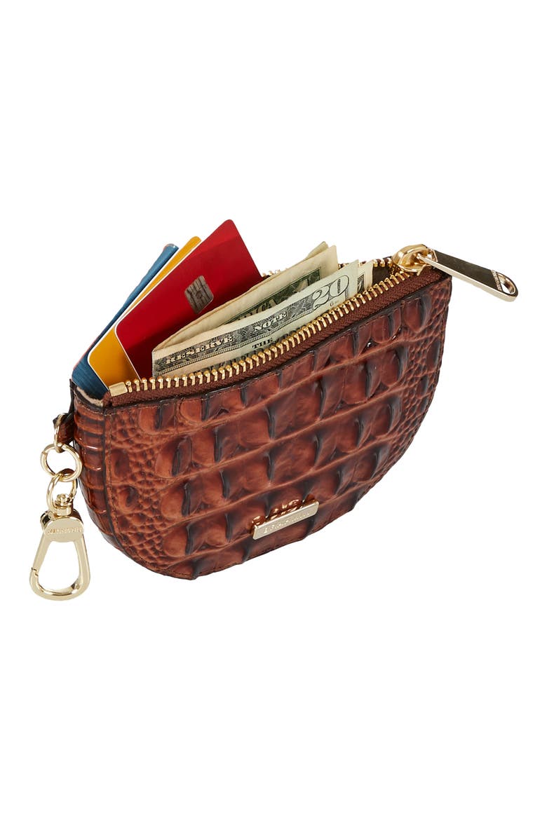 Britt Croc Embossed Leather Coin Pouch, Alternate, color, HEAVENLY BLUE