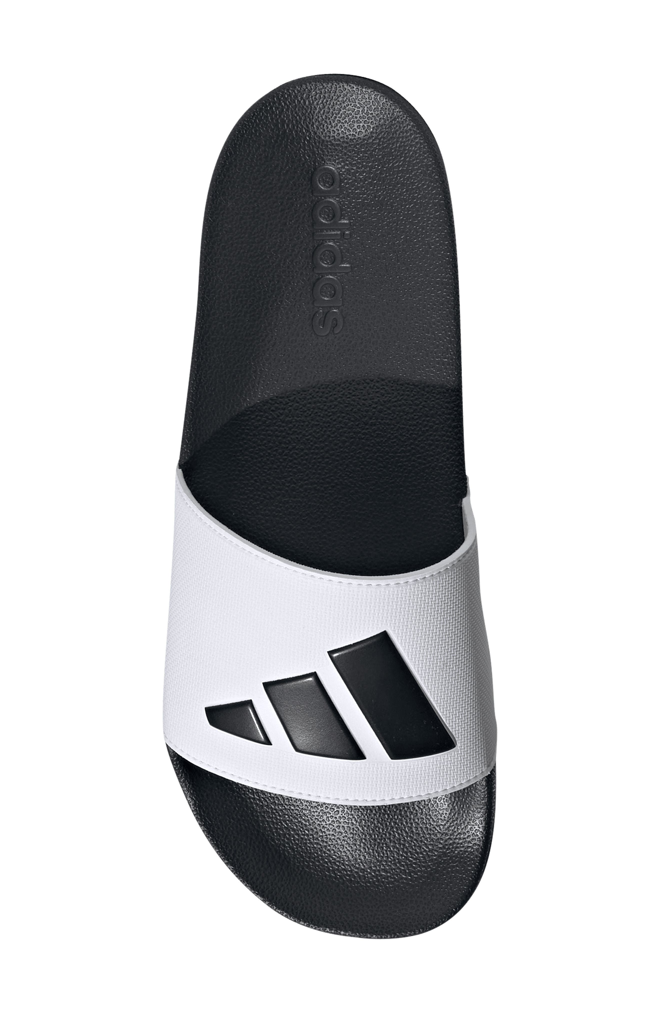 adidas Adilette Slide Sandal, Alternate, color, White/ Core Black/ Core Black