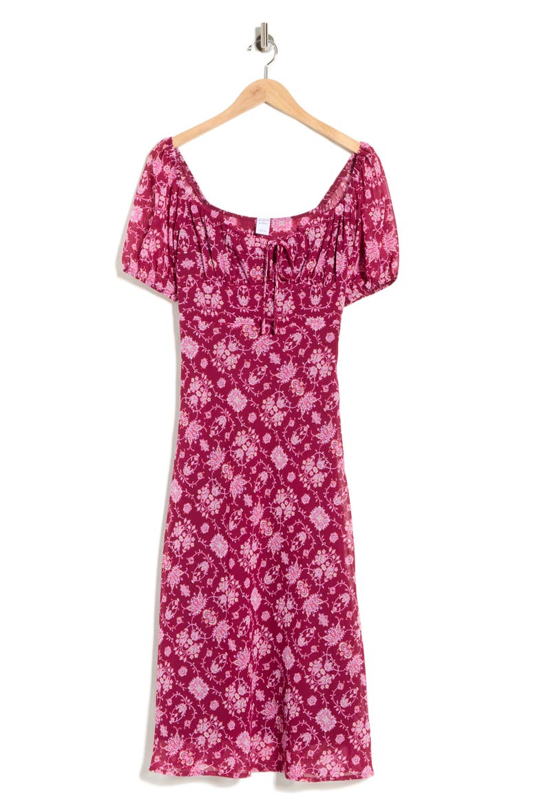 Short Sleeve Chiffon Midi Dress, Alternate, color, PURPLE POTION BELLA ORNATE