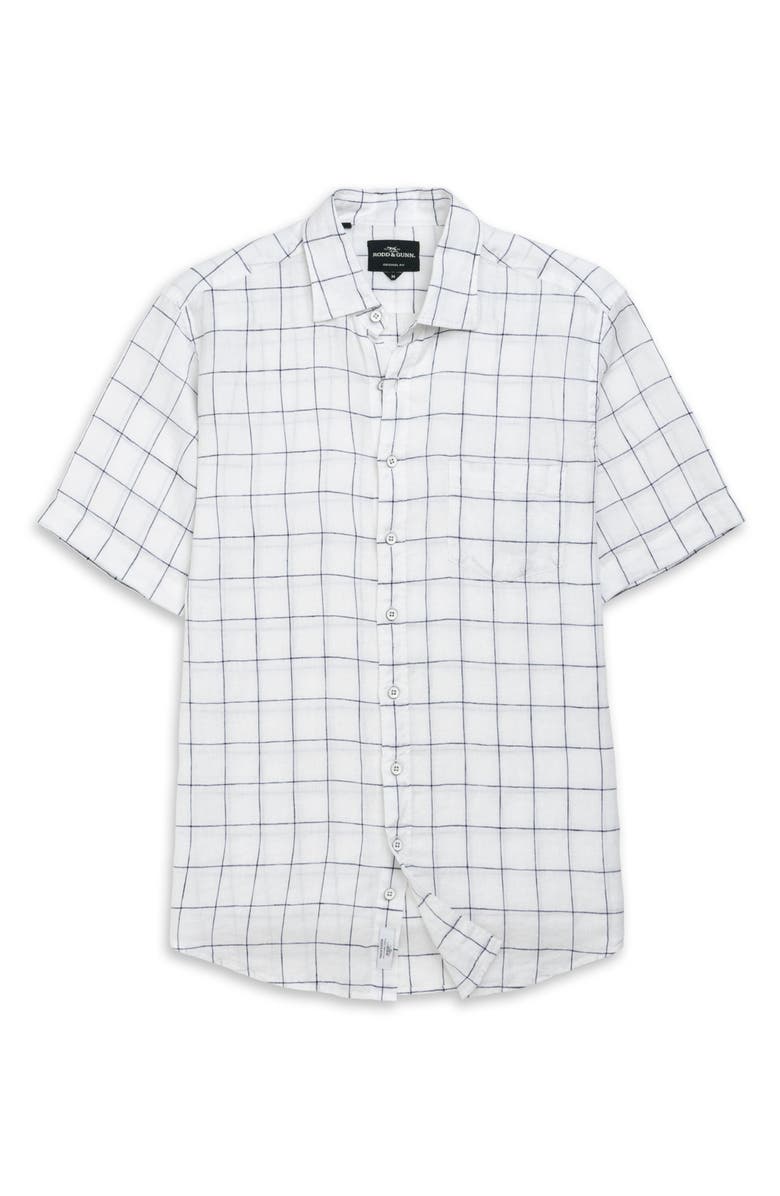 Rodd & Gunn Avonden Check Short Sleeve Linen Button-Up Shirt, Alternate, color, Ivory