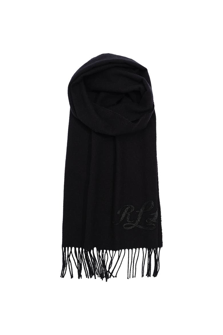Beaded Logo Scarf, Main, color, Black