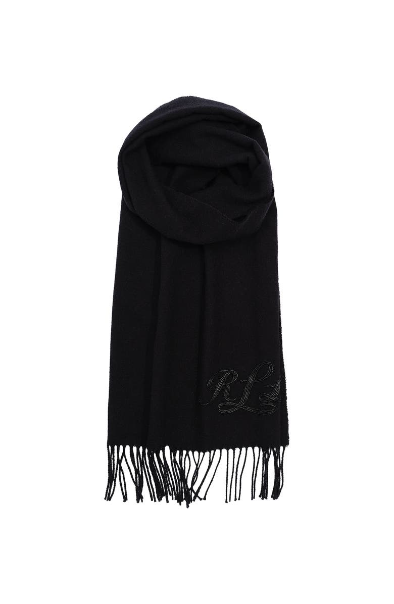 Lauren Ralph Lauren Beaded Logo Scarf, Main, color, Black