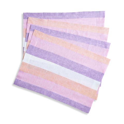 Linen Placemats - Gelato Stripe, 14" x 19" Inch