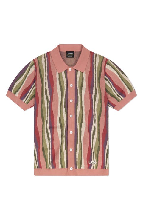 Stripe Short Sleeve Cotton Cardigan