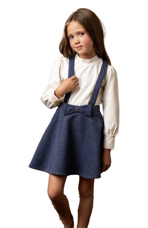 Girls' Fleece Bow Front Suspender Skirt, Toddler