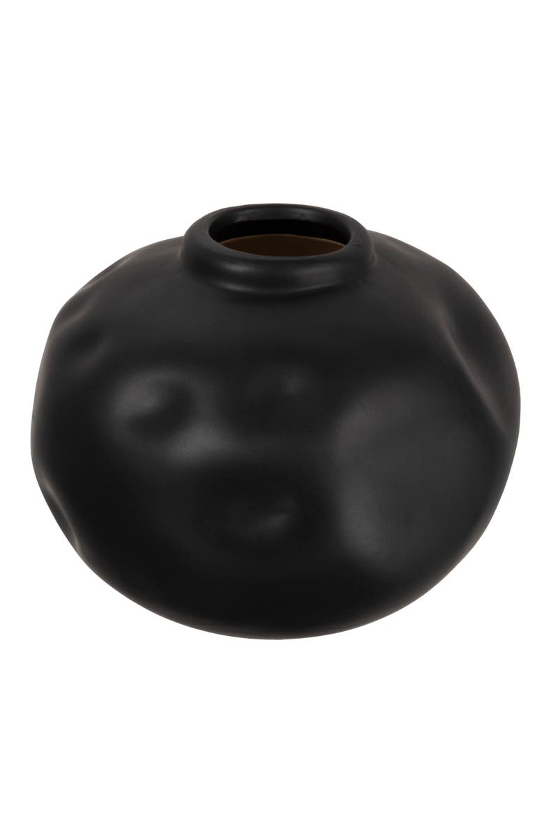 Storied Home Pinched Organic Shape Terracotta Vase, Matte Black, Main, color, Black
