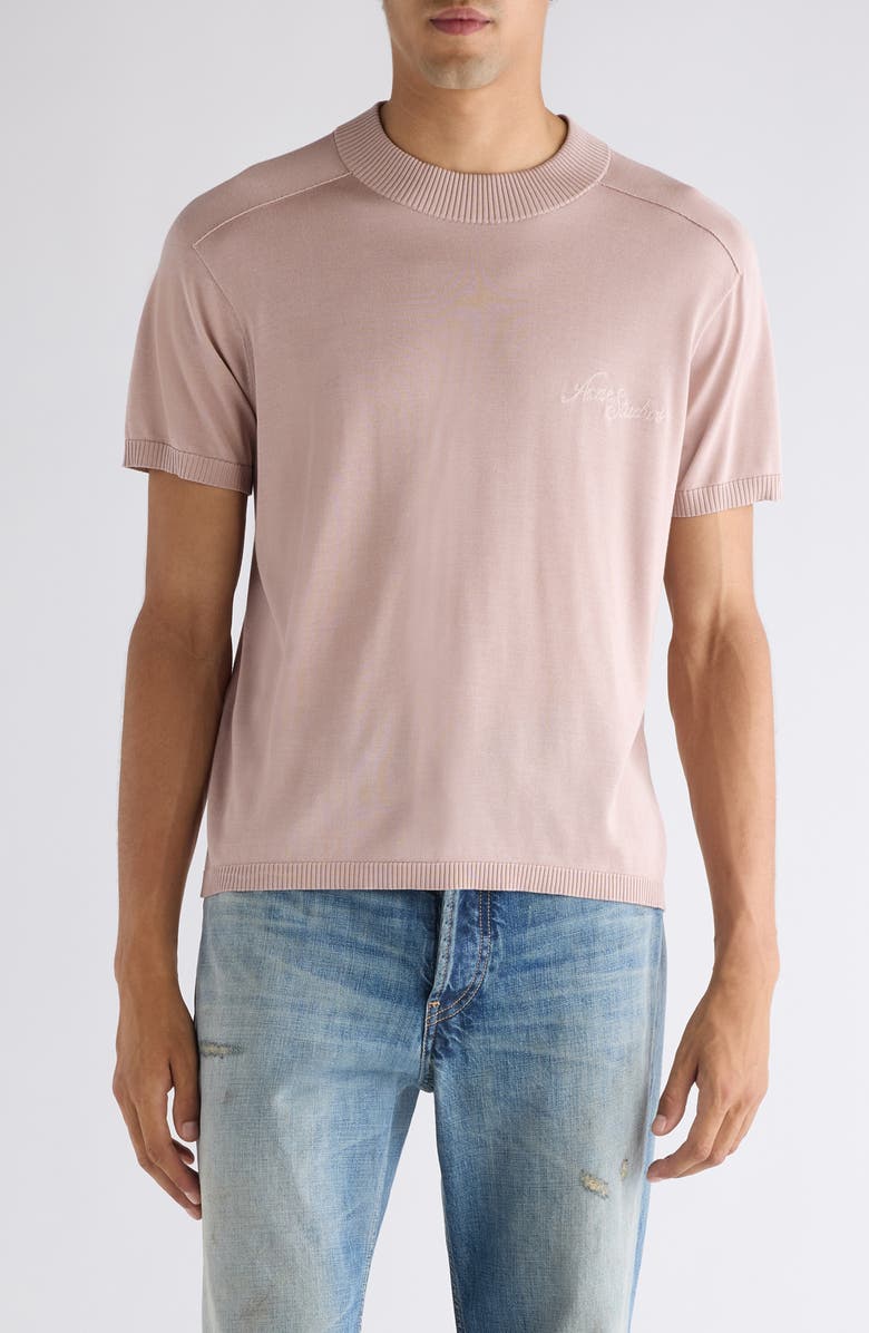 Acne Studios Kyotini Silk Short Sleeve Knit Top, Main, color, Light Pink