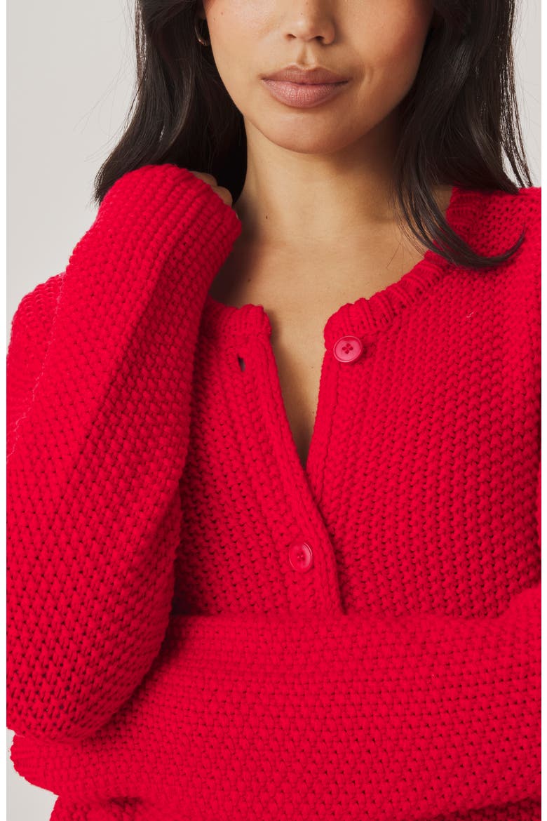 Angela Chunky Cotton Blend Cardigan, Alternate, color, ROUGE
