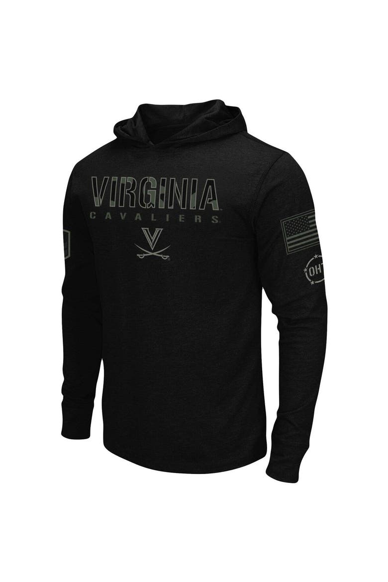 Men's Colosseum Black Virginia Cavaliers OHT Military Appreciation Hoodie Long Sleeve T-Shirt, Alternate, color, Black