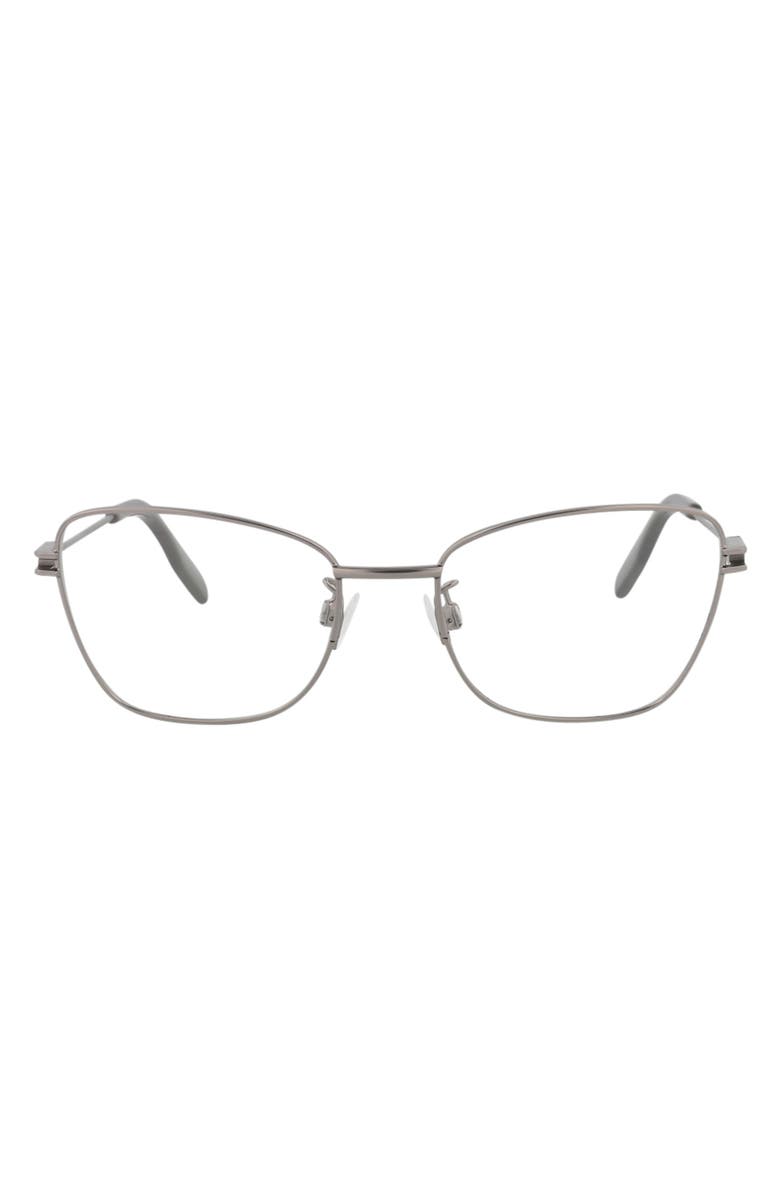 McQueen 50mm Cat Eye Optical Glasses, Main, color, Ruthenium Transparent