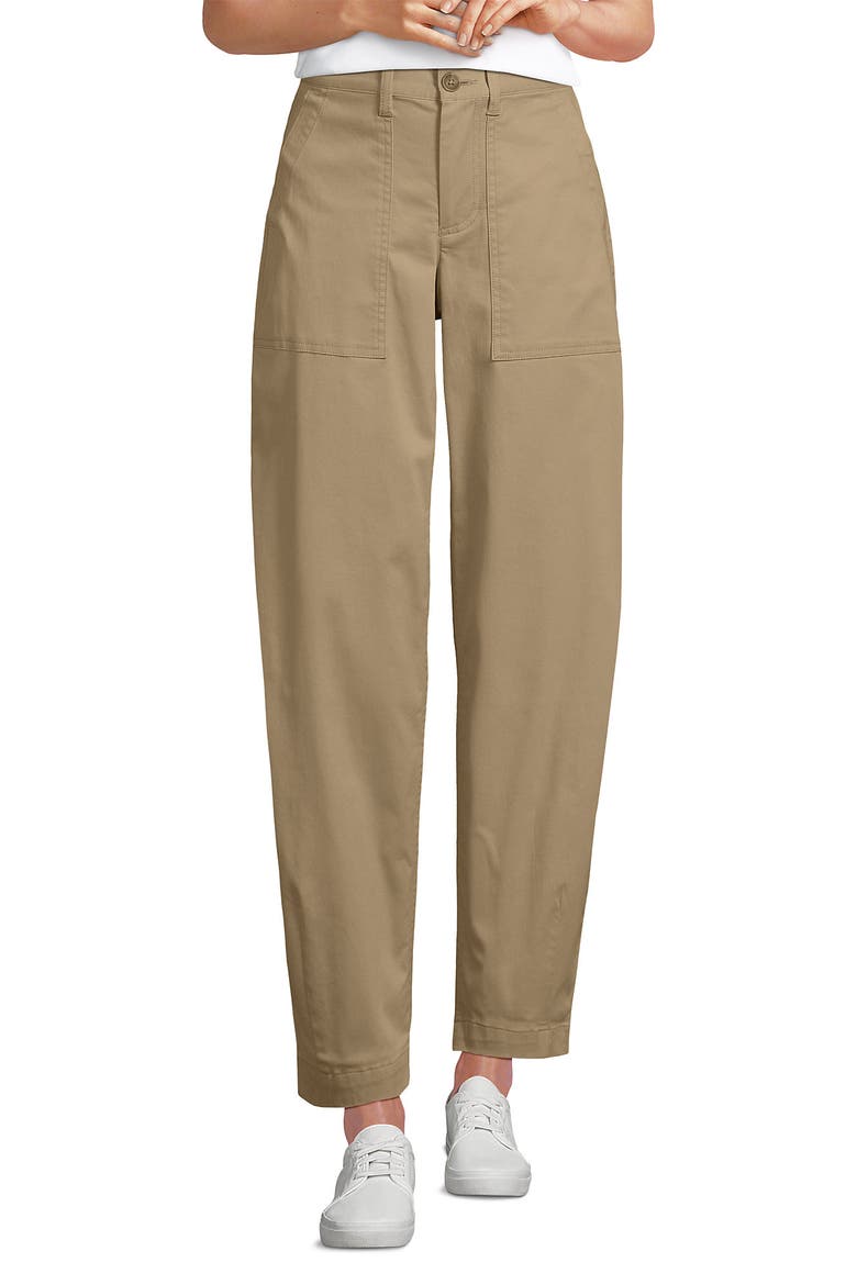 High Rise Barrel Leg Chino Pants, Alternate, color, Desert Tan