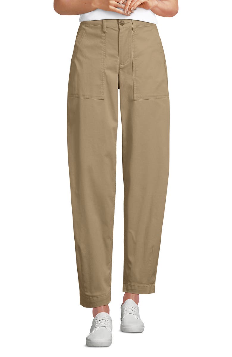Lands' End High Rise Barrel Leg Chino Pants, Alternate, color, Desert Tan