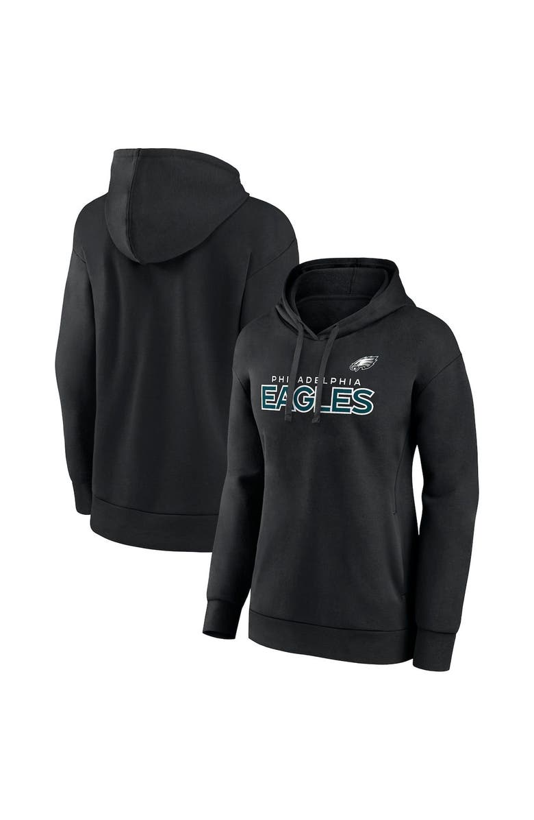 FANATICS Women's Fanatics Branded Black Philadelphia Eagles Iconic Cotton Fleece Checklist Pullover Hoodie, Alternate, color, 