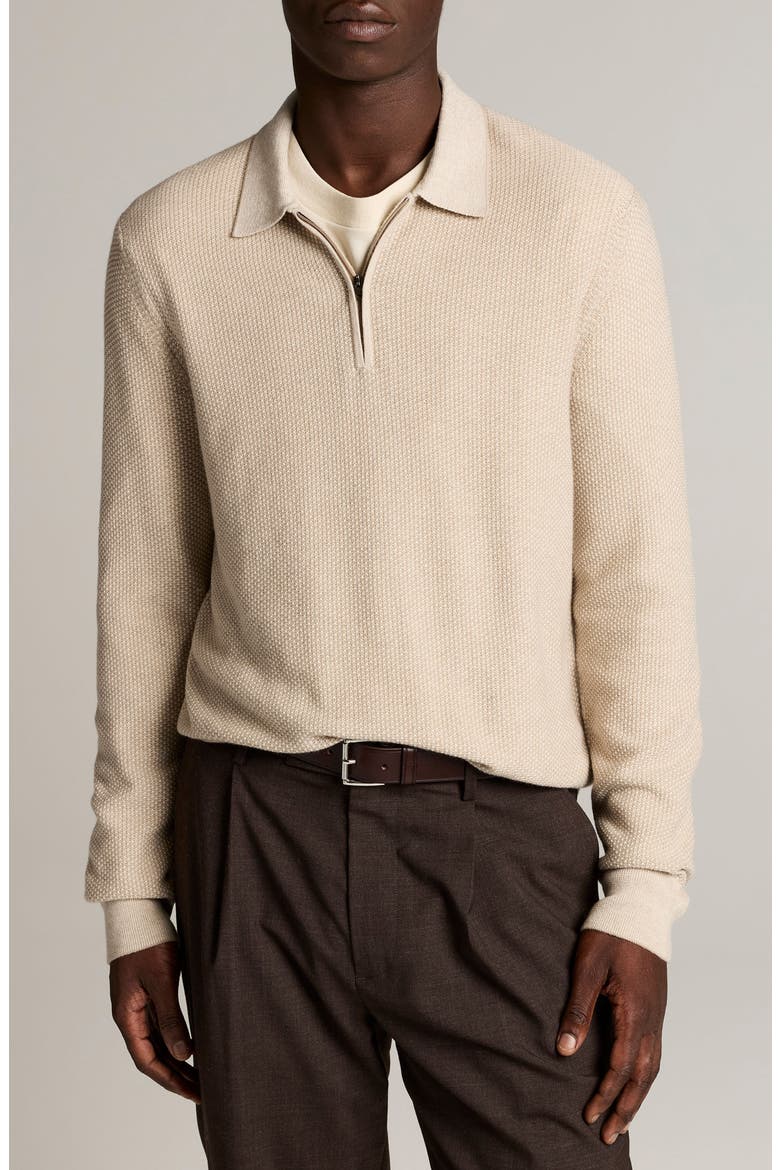Geo Jacquard Quarter Zip Sweater, Main, color, BRITISH KHAKI/ CLASSIC
