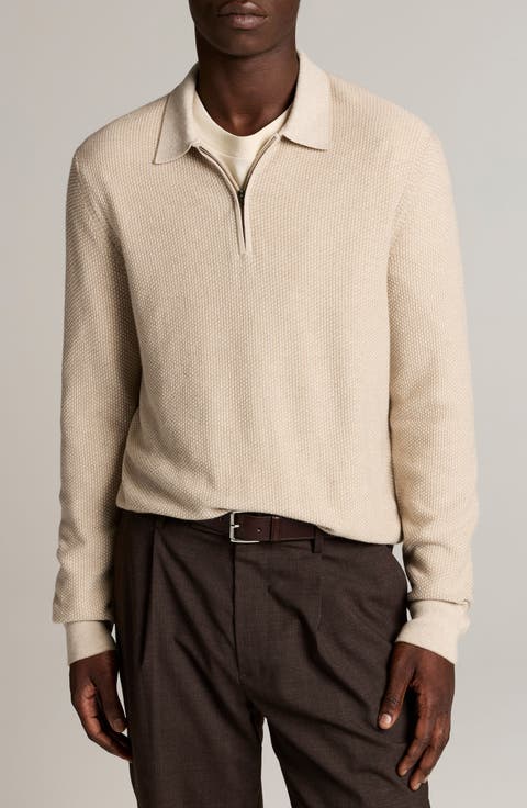 Geo Jacquard Quarter Zip Sweater