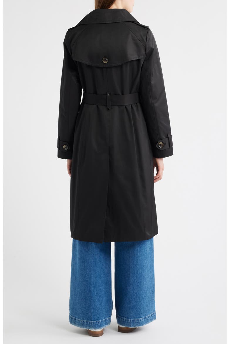 Double Breasted Trench Raincoat, Alternate, color, BLACK