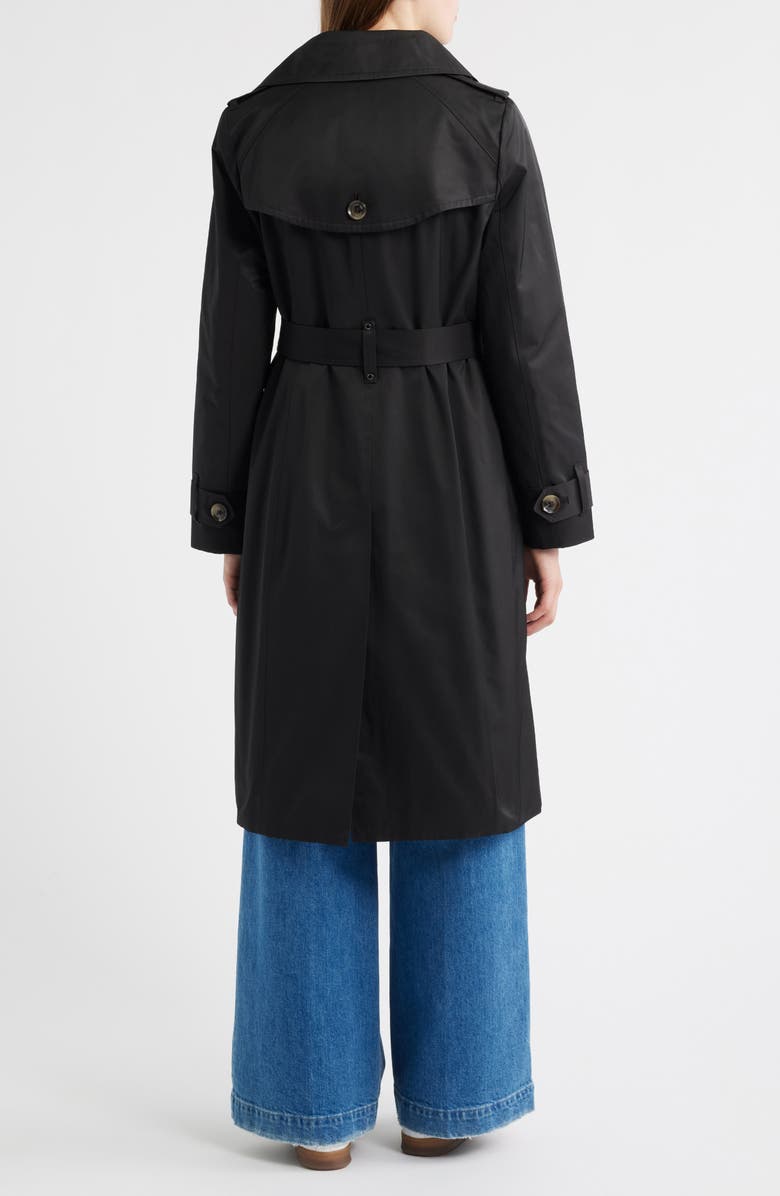 London Fog Double Breasted Trench Raincoat, Alternate, color, Black