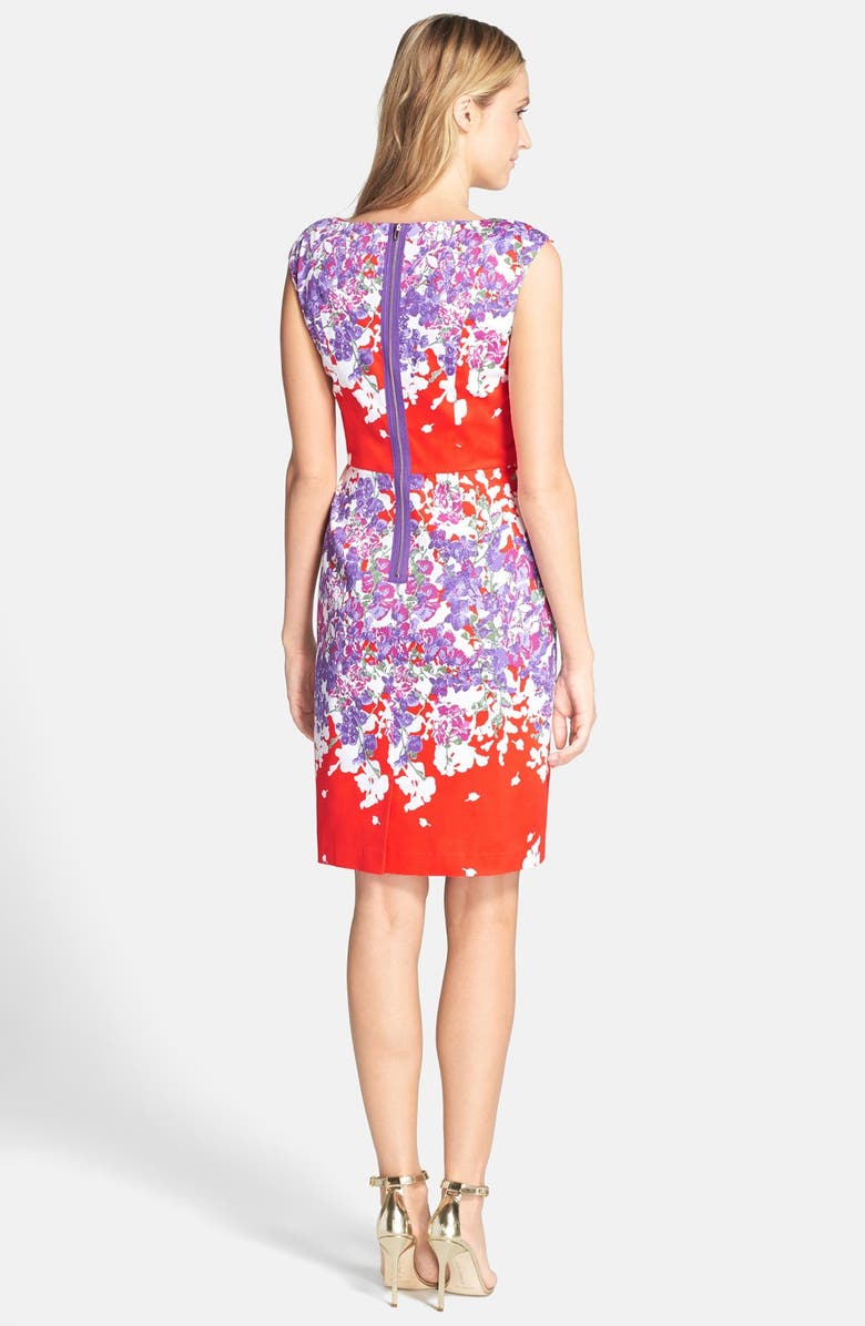 Adrianna Papell Floral Print Cotton Sheath Dress, Alternate, color,