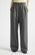Jil Sander Pleated Pinstripe Elastic Waist Wool Wide Leg Pants