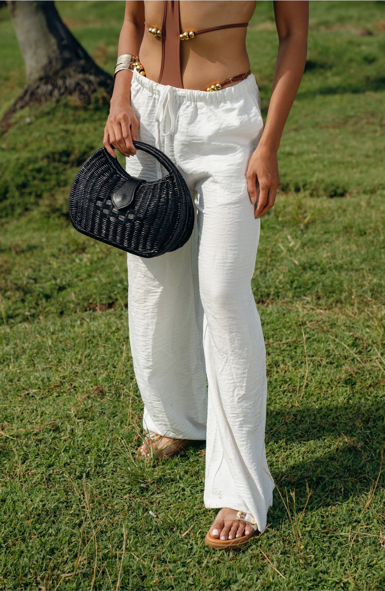 Jelavu Artemiss Rattan Half Moon Clutch, Alternate, color, 