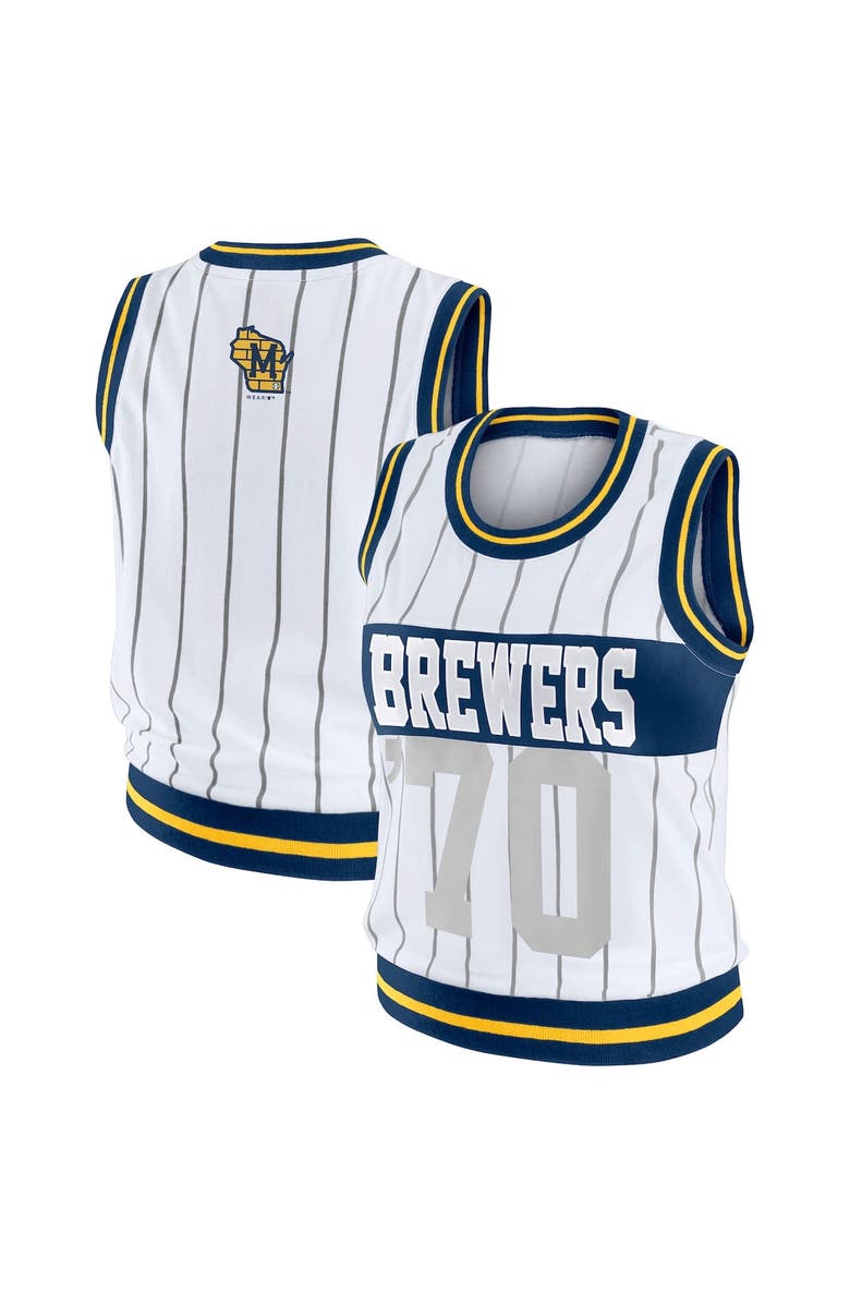 WEAR by Erin Andrews Women's WEAR by Erin Andrews White Milwaukee Brewers Sporty Tank Top, Alternate, color,
