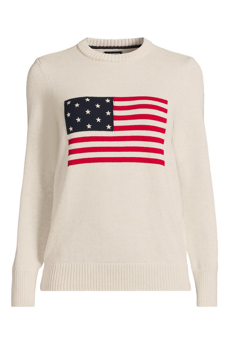 Plus Size Drifter Crew Neck Jersey Pull Over Sweater, Alternate, color, Oatmeal Heather Flag