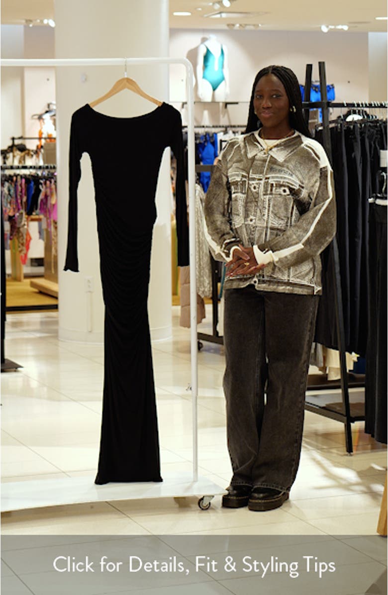 Ruched Off the Shoulder Long Sleeve Maxi Dress, sales video thumbnail