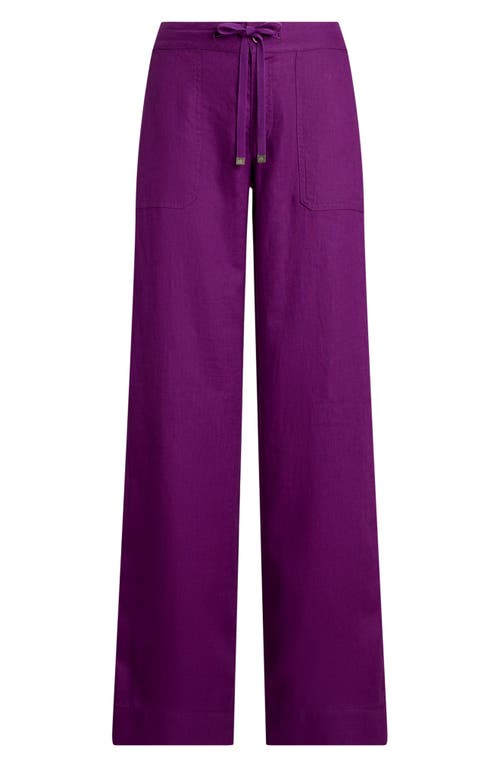 Ralph Lauren Plus Size Linen Wide-leg Pants In Purple