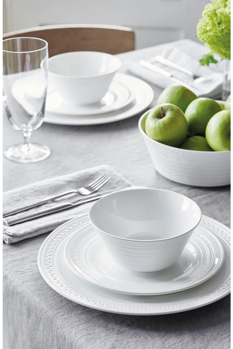 Intaglio 4-Piece Bone China Place Setting, Alternate, color, WHITE