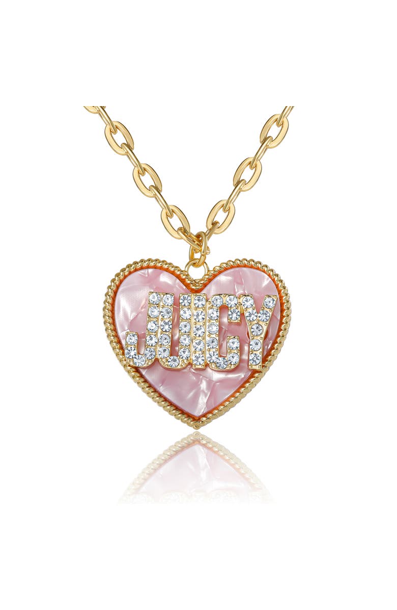 Juicy Couture 'JUICY' Heart Pendant Necklace, Gold-Tone with Pink Enamel, Main, color, Gold Tone, Pink