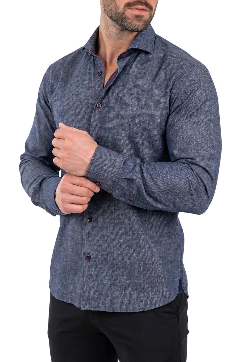 Einstein Stretch Long Sleeve Dress Shirt, Alternate, color, BLACK