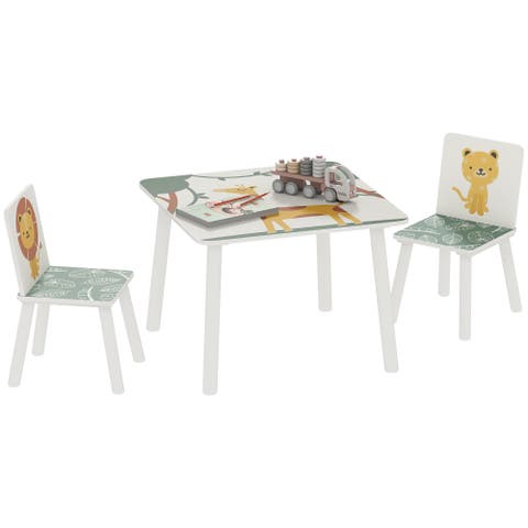 3-Piece Kids Table & Chairs Set, Bedroom/Nursery/Playroom