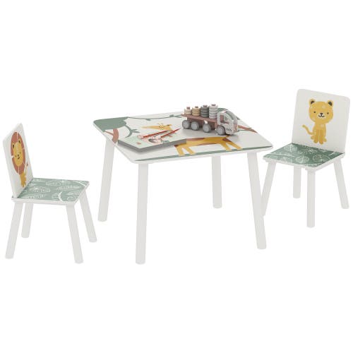 Qaba 3-Piece Kids Table & Chairs Set, Bedroom/Nursery/Playroom in Green  product