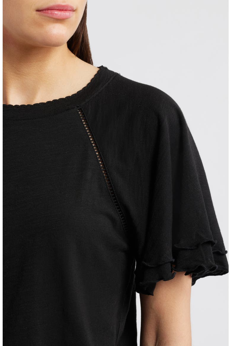 Flutter Sleeve Top, Alternate, color, BLACK
