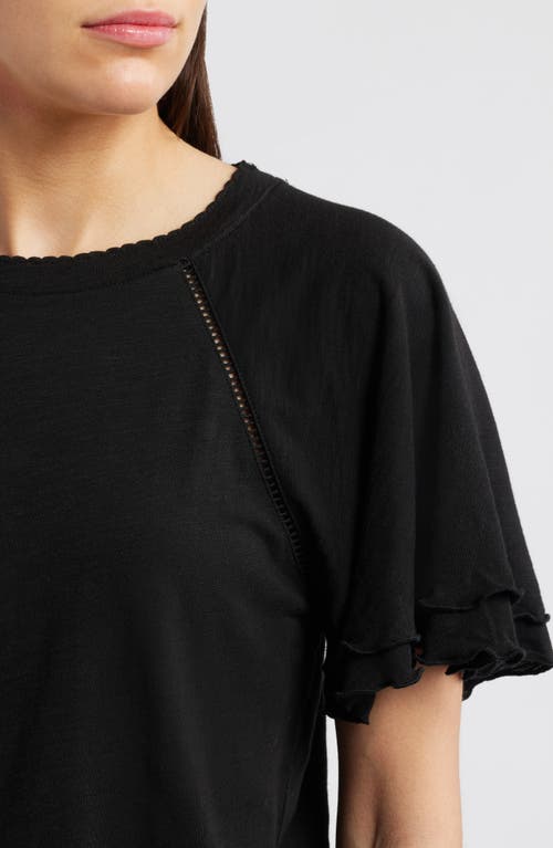 Wit & Wisdom Flutter Sleeve Top In Black