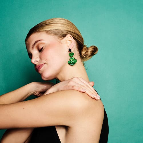 Toolally Heart Drop Earrings In Green