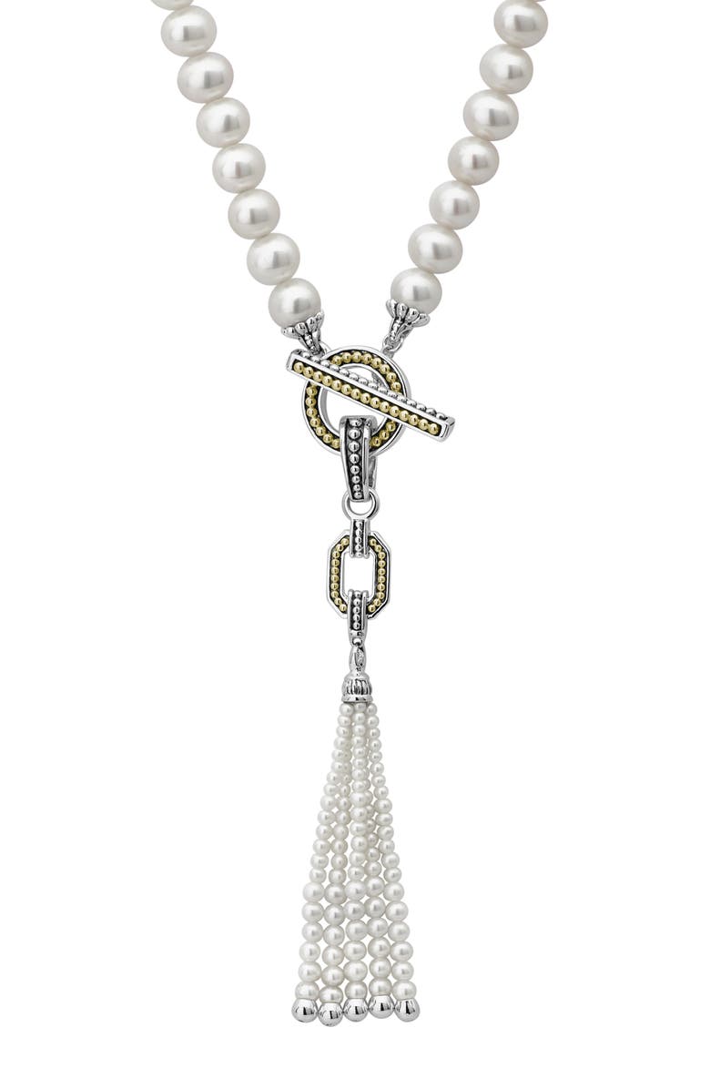 LAGOS Luna Pearl Tassel Necklace, Alternate, color, 