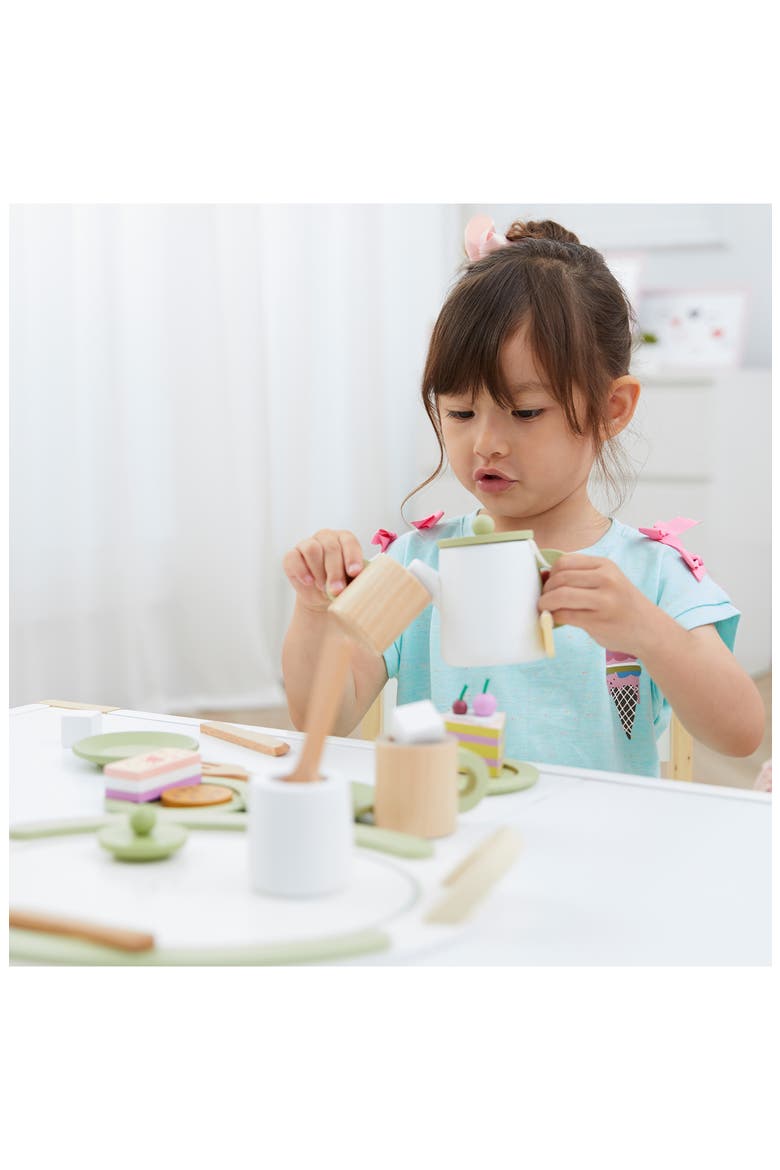 Little Chef Frankfurt 20-Piece Wood Tea Party Playset, Alternate, color, GREEN